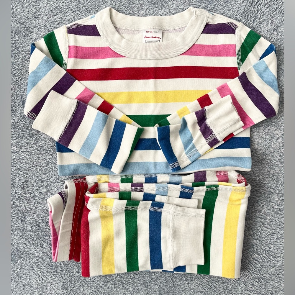 Hannah Andersson Striped Pajamas- Rainbow - Size 120/6-7